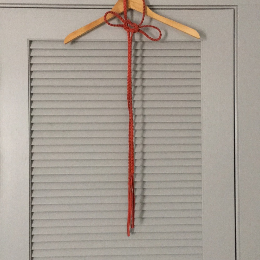 Anthro Orange/Red Leather Braided Belt